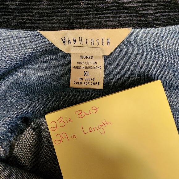 🎄 Vintage Van Heusen Denim holiday Shirt with Embroidered pine needles Details - Picture 5 of 7